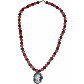 👉 Halsketting rood zwart active Mooie gothic in met hangertje 8712364747027