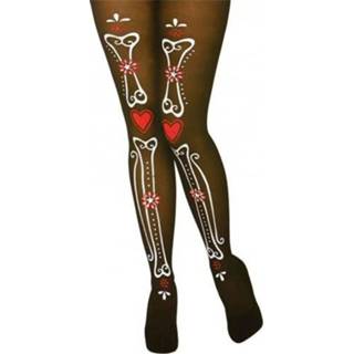 👉 Panty's zwarte active Griezelige panty met botten print 5055294870933