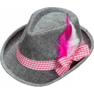 👉 Hoed roze active Beierse hoeden met veertjes 8003558957125