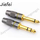 👉 Audioplug goud 1Pcs Jack 6.3 Smoothly Gold plating 6.35mm 2 Pole Mono / 3 Stereo Plug Assembly Wire Connector Gunmetal Audio