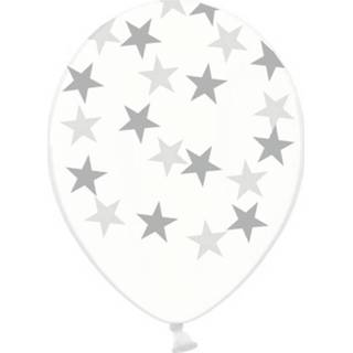 👉 Doorzichtige ballon zilveren active Mooie ballonnen met sterren 30cm 6 stuks 8713647930457