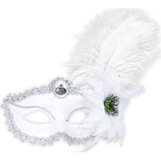 👉 Oogmasker wit active Oogmaskers: masker met decoratie en veren 8003558179503