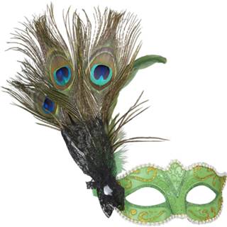 👉 Oogmasker groen active Oogmaskers: masker met deco en pauwveer 8003558179701