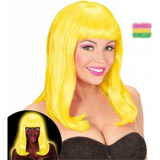 👉 Pruik gele active Neon met lang haar 8003558749829