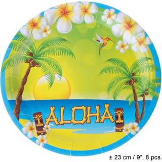 👉 Bord active Leuke set van 8 borden Hawaii party 8712364625738
