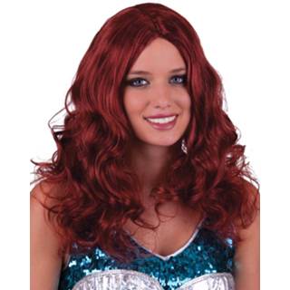 Pruik rode active Mooie zeemeermin met lang krullend haar 8712364575330