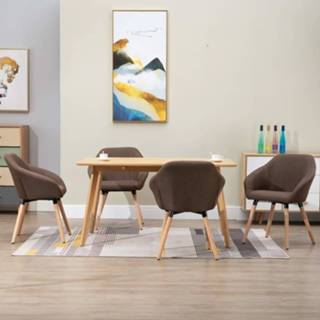 👉 Eetkamer stoel stof active bruin Eetkamerstoelen 4 st 8719883727738