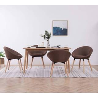 👉 Eetkamerstoelen 4 st stof bruin