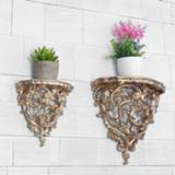 👉 Ornament Baroque style Decorative shelves for living room flowers Wall Hanging Storage Rack European Decor home cafe