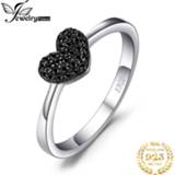 Zwart zilver vrouwen JewelryPalace Fashion 0.14ct Natural Black Spinel Love Heart Rings For Women 100% 925 Sterling Silver Wedding Gifts Fine Jewelry