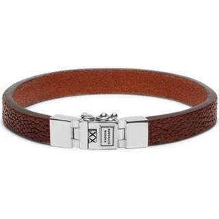 Armband leather zilver active essential vrouwen cognac Buddha to 186CO Texture (E) 19 cm 8718997036293