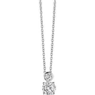 👉 Halsketting zilverkleurig zilveren One Size no color New Bling 9NB-0182 - collier met hanger solitair zirkonia rond lengte 40 + 5 cm 8719743151536