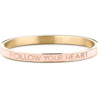 👉 Staal geelgoudverguld active vrouwen bangle goudkleurig roze Key Moments 8KM BC0011 Stalen met Tekst Follow Your Heart One-size / Licht 8719874225670