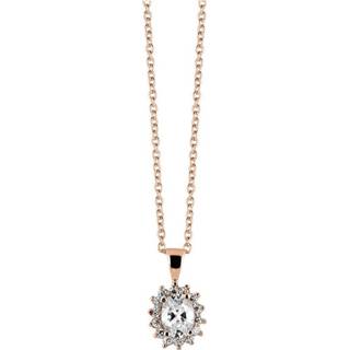 👉 Halsketting zilveren One Size no color New Bling 9NB-0164 - collier met hanger rozet zirkonia ovaal lengte 40 + 5 cm rosékleurig 8719743150997