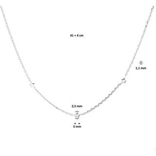 👉 Zilveren zilver gerhodineerd glanzend vrouwen active zilverkleurig TFT Ketting Sterren 1,1 mm 41 + 4 cm 8718834589968