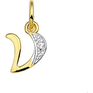 👉 Bedel geelgoud diamant goud active vrouwen TFT Letter V 0.01ct H P1 8718834221844