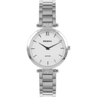 👉 Fris Zilverkleurig Dames Horloge met Parelmoer en Zirkonia?s van Prisma