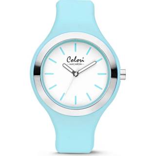 👉 Horloge zilverkleurig staal siliconen One Size no color Colori Macaron staal/siliconen zilverkleurig-pastelblauw 44 mm 5-COL433 8718403044805