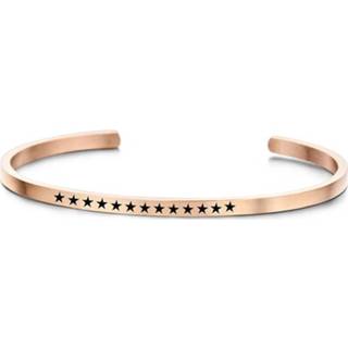 👉 Zirkonia One Size no color Key Moments 8KM-B00396 Stalen open bangle met tekst sterren one-size rosékleurig 8719497237562