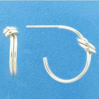 👉 Zilver One Size no color TFT Stekercreolen Knoop Gerhodineerd Glanzend 8718834598816