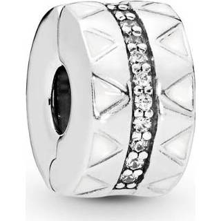 👉 Stoppertje zilver reizen vrouwen active wit Pandora 798067CZ clip/stopper Lijn van zirconia met gekartelde randen 5700302776102