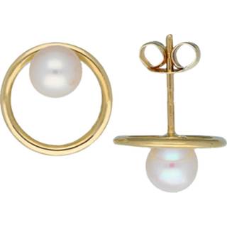 👉 Oorknop gouden balk vrouwen poussette active glanzend Glow Oorknoppen - Cirkel Zoetwaterparel 5 Mm 206.2096.00 8712121622130