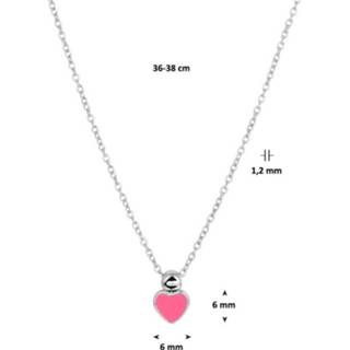 Zilveren zilver gerhodineerd unisex active glanzend roze TFT Ketting Hart 1,2 mm 36 - 38 cm 8718834578214