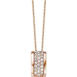 👉 Halsketting zilveren One Size no color New Bling 9NB-0179 - collier met hanger 3 rijen zirkonia lengte 40 + 5 cm rosékleurig 8719743151444
