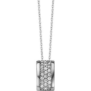 👉 Halsketting zilverkleurig zilveren One Size no color New Bling 9NB-0176 - collier met hanger 3 rijen zirkonia lengte 40 + 5 cm 8719743151352