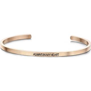 👉 Zirkonia staal rosgoudverguld active bangle vrouwen Key Moments 8KM-B00455 Stalen open met tekst always in my heart one-size rosékleurig 8719743158146