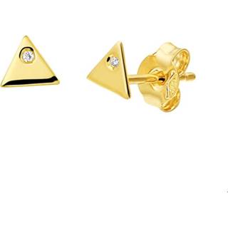 Oorknop geelgoud diamant active glanzend vrouwen goudkleurig TFT Oorknoppen Driehoek 0.010ct(2x0.005ct)H SI 4.5 mm x 5 8718834544813
