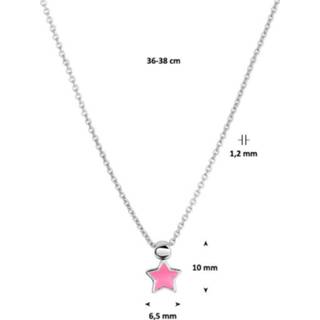 👉 Zilveren ketting ster zilver gerhodineerd unisex active glanzend roze TFT 1,2 mm 36 - 38 cm 8718834578467