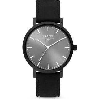 👉 Stalen horloge grijs zwart One Size no color Frank 1967 7FW-0015 - met lederen band en Ø 42 mm 8719956244490