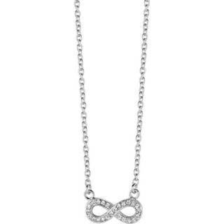 👉 Halsketting zilverkleurig zilveren One Size no color New Bling 9NB-0167 - collier met hanger zirkonia infinity 9x6 mm lengte 40 + 5 cm 8719743151086