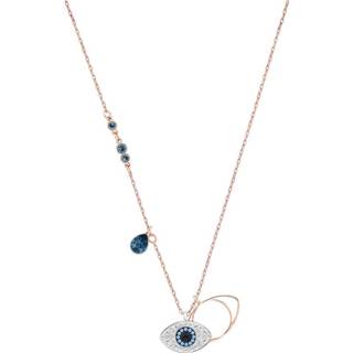 👉 Blauw vrouwen karabijnslot active Cool Romance glanzend Swarovski 5172560 Ketting Duo Evil Eye rosekleurig