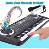 Piano zwart kinderen 61-Key USB/US/EU Plug Electric Digital Key Board With Keyboard & Microphone Musical Instruments Kids Toy Gift Black