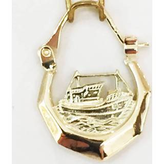👉 Oorbel gouden creool woonwagen unisex visserij-sieraden active scheeps met kotter 1558 - 15 mm