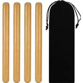 👉 2 Pairs Classical Solid Hardwood Claves Percussion Instrument 8 Inch Rhythm Sticks with a Carry Bag
