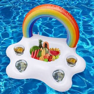 👉 Kinderen Ice Bucket Rainbow clouds Drink Holder Water Fun Toy Swimming Pool Rafts Inflatable Floating Summer Beach Party Kids cup Holders