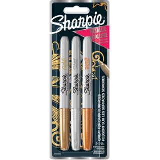 👉 Viltstift Sharpie permanente marker metallic, blister van 3 stuks 3501179860060