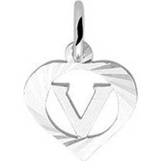 👉 Zilveren letter active Hartvormige V-Bedel