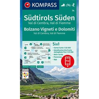 👉 Kompass Wanderkarte Südtirols Süden Bolzano Vigneti E Dolomiti Val Di Cembra 9783990447154