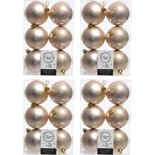 👉 Kerstbal parel kunststof glans 24x Licht parel/champagne kerstballen 8 cm mat/glans