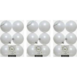 👉 Kerstbal witte kunststof glans 18x Winter kerstballen 8 cm mat/glans