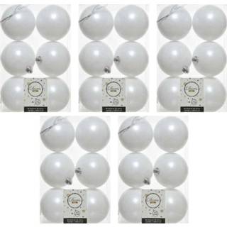 👉 Kerstbal witte kunststof glans 30x Winter kerstballen 8 cm mat/glans