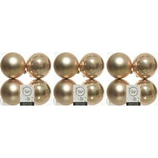 👉 Kerstbal parel kunststof glans 12x Donker parel/champagne kerstballen 10 cm mat/glans