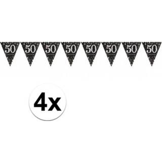 👉 Vlaggenlijn zwart 4x Feest 50 jaar 4 meter