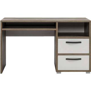 👉 Bureau wit spaanplaat Wit#Bruin Mono - wit/steigerhoutlook 75x125x55 cm Leen Bakker 4251647600368