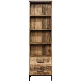 👉 Boekenkast bruin Metaal#Hout Trevor - 55x190x40 cm Leen Bakker 8714901680743