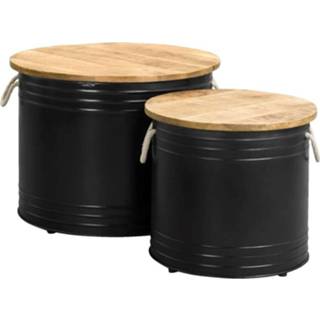 👉 Bijzettafel antraciet Metaal#Hout grijs Set bijzettafels Bjarne - Leen Bakker 8714901686141